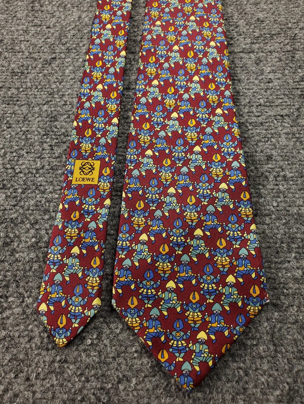 Loewe Madrid Silk Tie Fiestas Populares Figure Motif Print Hispanic Spanish